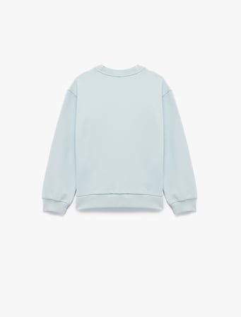 Pamuklu Uzun Kollu Bisiklet Yaka Baskılı Sweatshirt