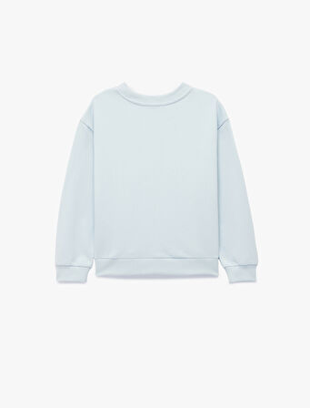 Nakışlı Uzun Kollu Bisiklet Yaka Pamuklu Sweatshirt