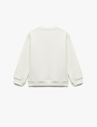 Geyik Nakış Detaylı Uzun Kollu Bisiklet Yaka Şardonlu Sweatshirt