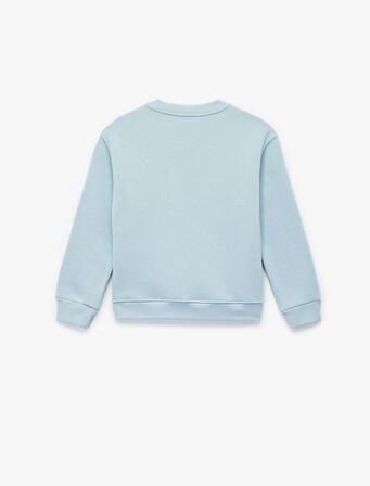 Uzun Kollu Bisiklet Yaka Kuzu Nakış Detaylı Sweatshirt