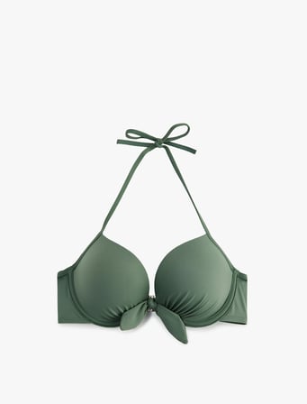Kalp Yaka Fiyonk Detaylı Push-Up Bikini Üstü