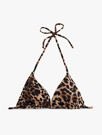 Leopar Desenli Üçgen Bikini Üstü