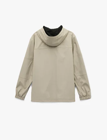 Uzun Kollu Fermuarlı Slim Fit Kapşonlu Yağmurluk