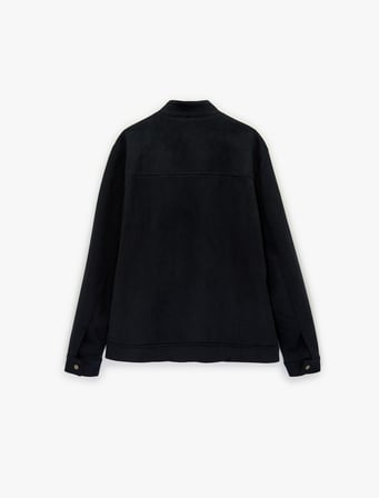 Uzun Kollu Dik Yaka Cepli Fermuarlı Slim Fit Suni Süet Bomber Ceket