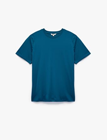 Kısa Kollu Bisiklet Yaka Pamuklu Spor Tişört