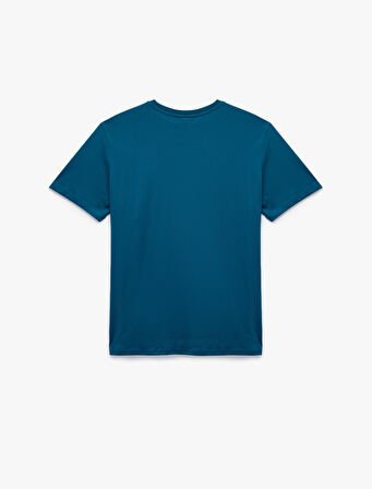 Kısa Kollu Bisiklet Yaka Pamuklu Spor Tişört