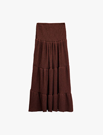 Bürümcük Kumaş Katlı Gipeli Midi Boy Etek