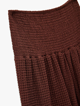 Bürümcük Kumaş Katlı Gipeli Midi Boy Etek