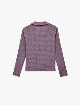 Bürümcük Kumaş Slim Fit Uzun Kollu Polo V Yaka Tişört