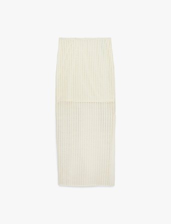 Astarlı Yüksek Bel Slim Fit File Kalem Uzun Etek