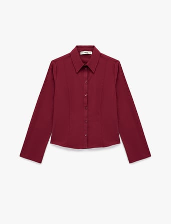Pamuklu Uzun Kollu Slim Fit Düğmeli Klasik Yaka Gömlek