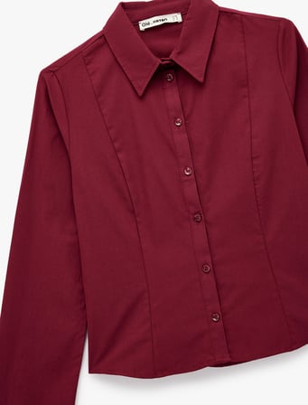 Pamuklu Uzun Kollu Slim Fit Düğmeli Klasik Yaka Gömlek