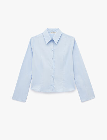 Pamuklu Uzun Kollu Slim Fit Düğmeli Klasik Yaka Gömlek