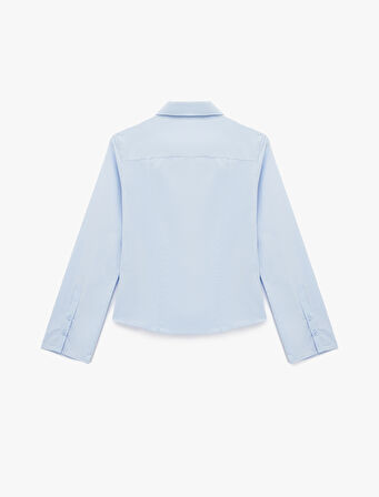 Pamuklu Uzun Kollu Slim Fit Düğmeli Klasik Yaka Gömlek