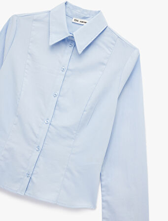 Pamuklu Uzun Kollu Slim Fit Düğmeli Klasik Yaka Gömlek