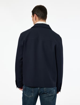 Uzun Kollu Cep Detaylı Düğmeli Gömlek Yaka Slim Fit Mevsimlik Ceket