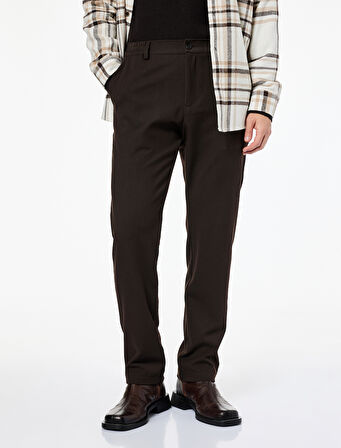 Regular Fit Beli Lastikli Cepli Viskon Karışımlı Kumaş Pantolon