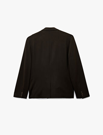 Regular Fit Viskon Karışımlı Kapaklı Cepli Uzun Kollu Mono Yaka Blazer Ceket