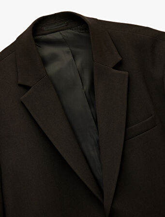 Regular Fit Viskon Karışımlı Kapaklı Cepli Uzun Kollu Mono Yaka Blazer Ceket