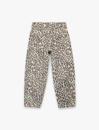 Pamuklu Rahat Kalıp Leopar Desenli Balon Form Denim Pantolon
