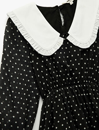 Bebe Yaka Uzun Kollu A Kesim Puantiyeli Elbise