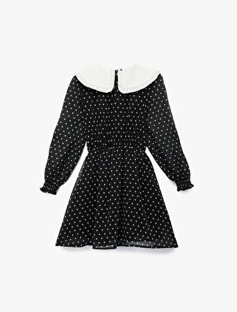 Bebe Yaka Uzun Kollu A Kesim Puantiyeli Elbise