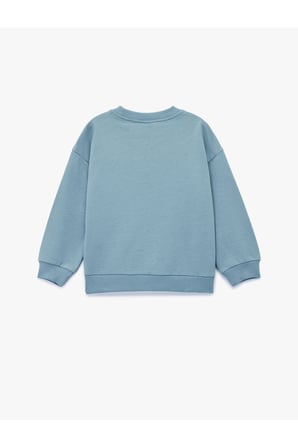 Koton Erkek Bebek Pamuklu Uzun Kollu Bisiklet Yaka Kaplan Baskılı Oversize Sweatshirt