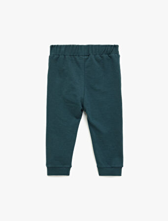 Pamuklu Dinozor Baskılı Beli Bağcıklı Şardonlu Jogger Eşofman Altı