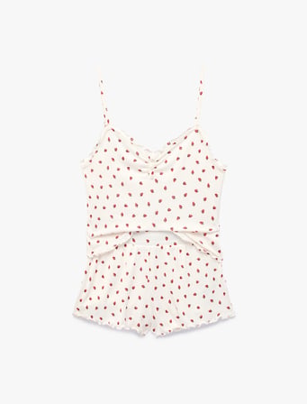 Desenli Rahat Kesim Şortlu Pijama Takımı