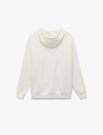 Şardonlu Kapüşonlu Baskılı Kanguru Cepli Oversize Fermuarlı Sweatshirt