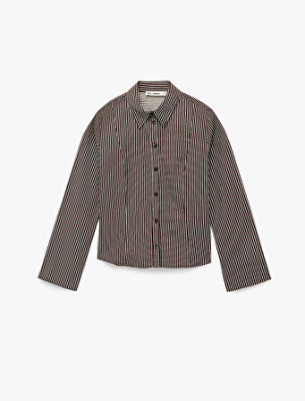 Uzun Kollu Klasik Yaka Düğmeli Pamuklu Slim Fit Gömlek