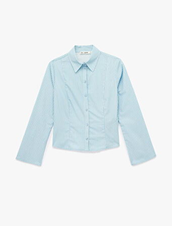 Uzun Kollu Klasik Yaka Düğmeli Pamuklu Slim Fit Gömlek