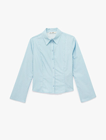 Uzun Kollu Klasik Yaka Düğmeli Pamuklu Slim Fit Gömlek