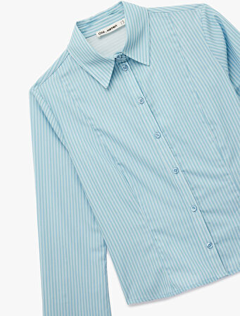 Uzun Kollu Klasik Yaka Düğmeli Pamuklu Slim Fit Gömlek