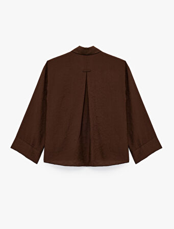 Modal Kumaş Regular Fit 3/4 Kol Crop Gömlek