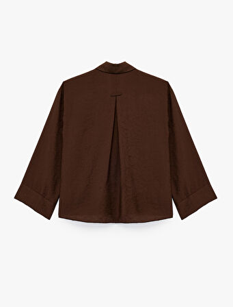 Modal Kumaş Regular Fit 3/4 Kol Crop Gömlek