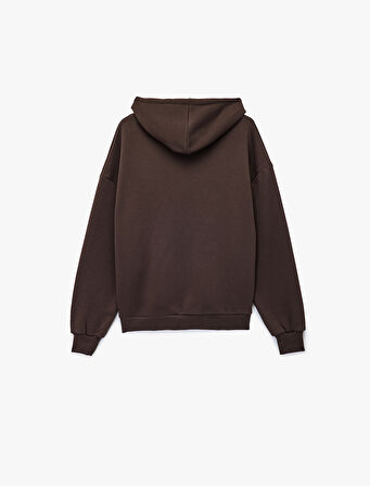 Şardonlu Fermuarlı Kapüşonlu Kanguru Cepli Leopar Baskılı Oversize Sweatshirt