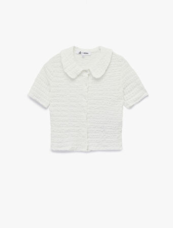 Bürümcük Düğmeli Kısa Kollu Bebe Yaka Tişört