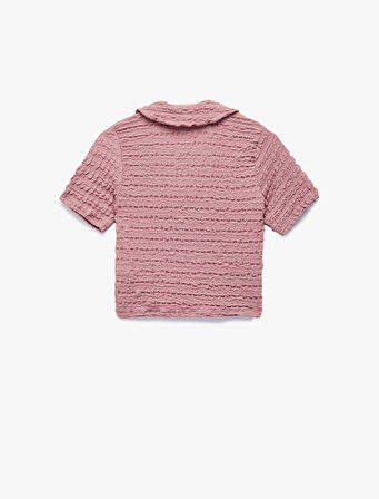 Bürümcük Düğmeli Kısa Kollu Bebe Yaka Tişört