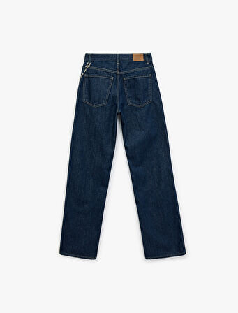 Normal Bel Zincir Detaylı Düz Paça Jean Pantolon - Straight Fit Jean