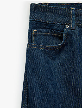 Normal Bel Zincir Detaylı Düz Paça Jean Pantolon - Straight Fit Jean