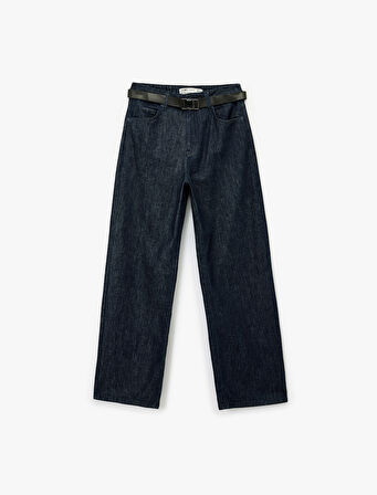 Pamuklu Normal Bel Kemer Detaylı Rahat Kalıp Baggy Jean Pantolon - Baggy Jeans
