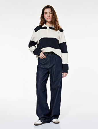 Pamuklu Normal Bel Kemer Detaylı Rahat Kalıp Baggy Jean Pantolon - Baggy Jeans