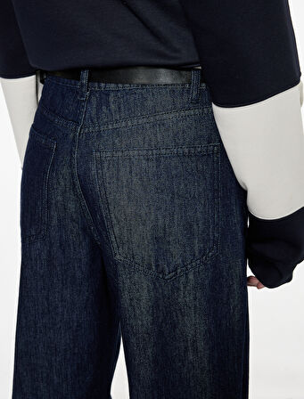 Pamuklu Normal Bel Kemer Detaylı Rahat Kalıp Baggy Jean Pantolon - Baggy Jeans