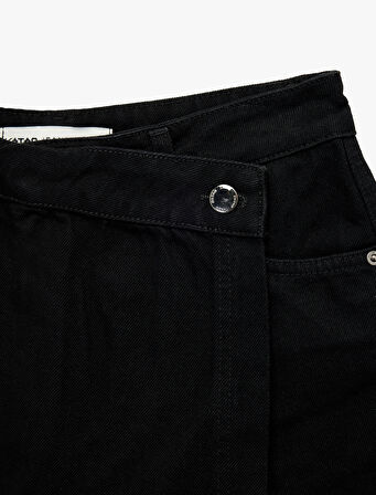 Düğme Detaylı Minim Denim Şort Etek