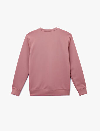 Uzun Kollu Basic Bisiklet Yaka Baskılı Sweatshirt