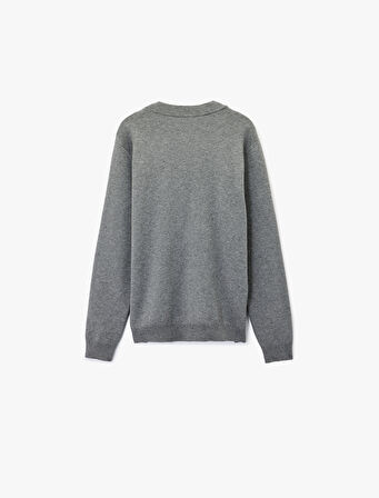 Uzun Kollu Viskon Karışımlı Düğmeli V Yaka Triko Hırka