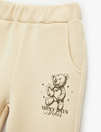 Ayıcık Baskılı Rahat Kesim Cepli Jogger Eşofman Altı