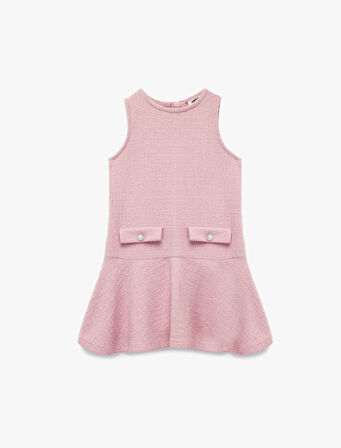 Kolsuz Bisiklet Yaka Düğmeli Elbise