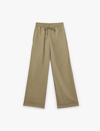 Rahat Kalıp Bağcıklı Yüksek Bel Geniş Paça Spor Eşofman Altı